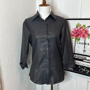 Paul & Joe Shimmery Gray Button Down Blouse Size 2/M/6US
